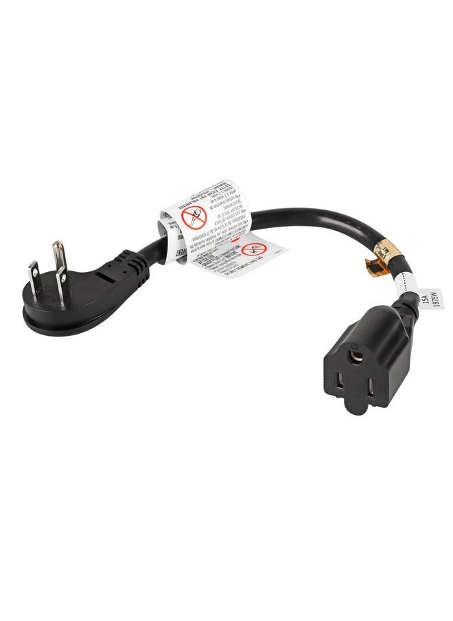 VSEER VSEER 1Feet 1875W 15A 14AWG Flat Plug Heavy Duty Extension Cord Outlet Saver 3-Prong Grounded Short Power Extension Cord Black,UL Listed  - Image 1