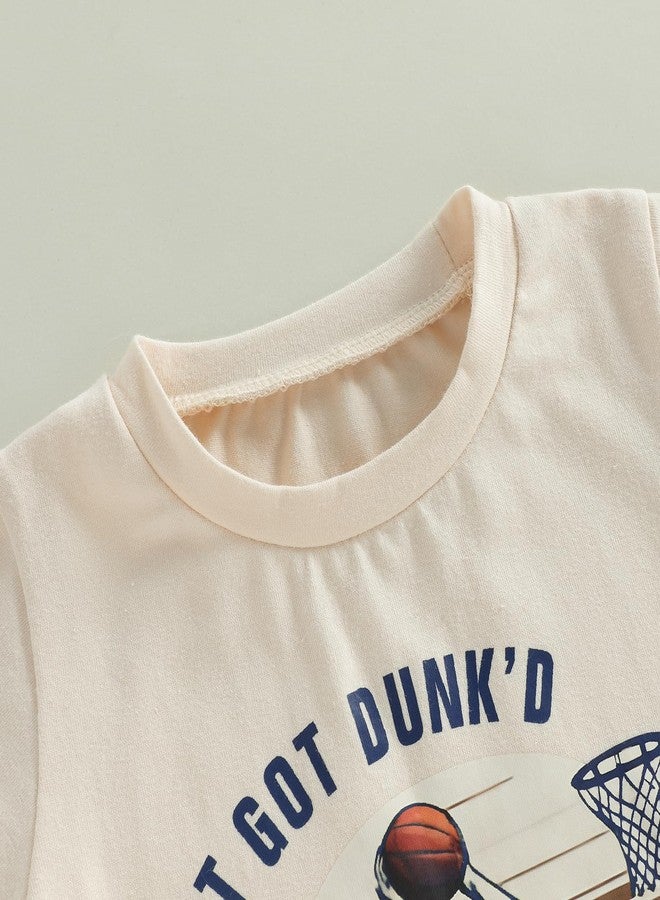 Fernvia Toddler Baby Boy Summer Clothes Funny Basketball Retro Short Sleeve Shirt T-Shirt Tops + Shorts Outfit Set (A Beige, 18-24 Months) - Image 4
