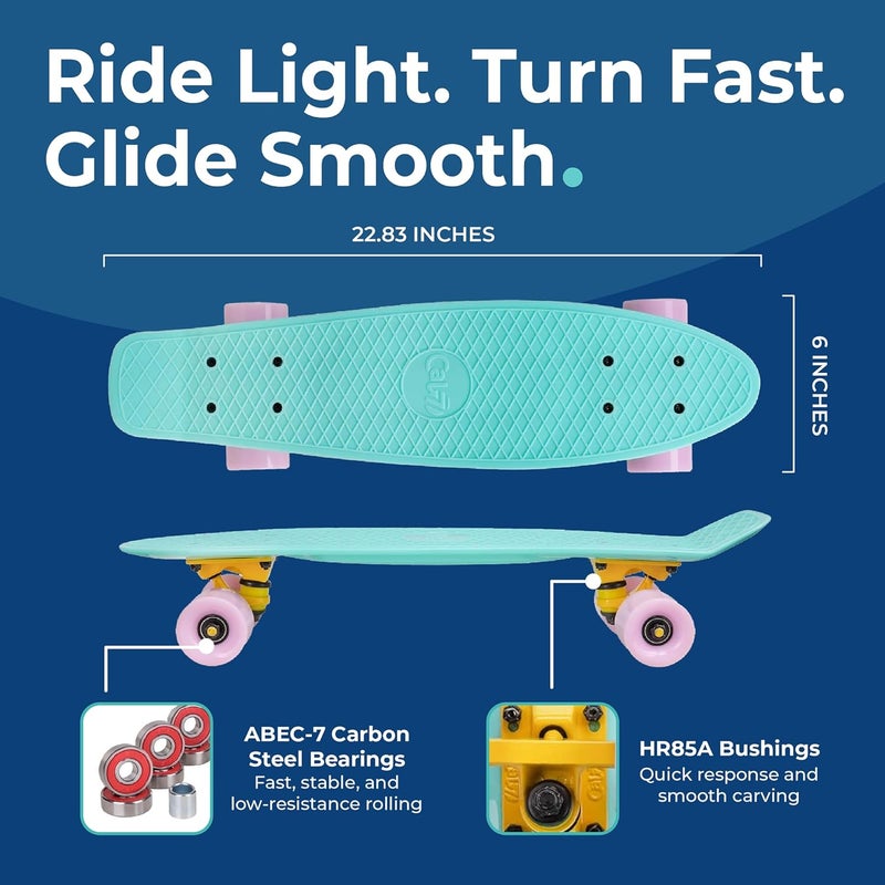Cal 7 22" Complete Mini Cruiser Plastic Skateboard - Image 3