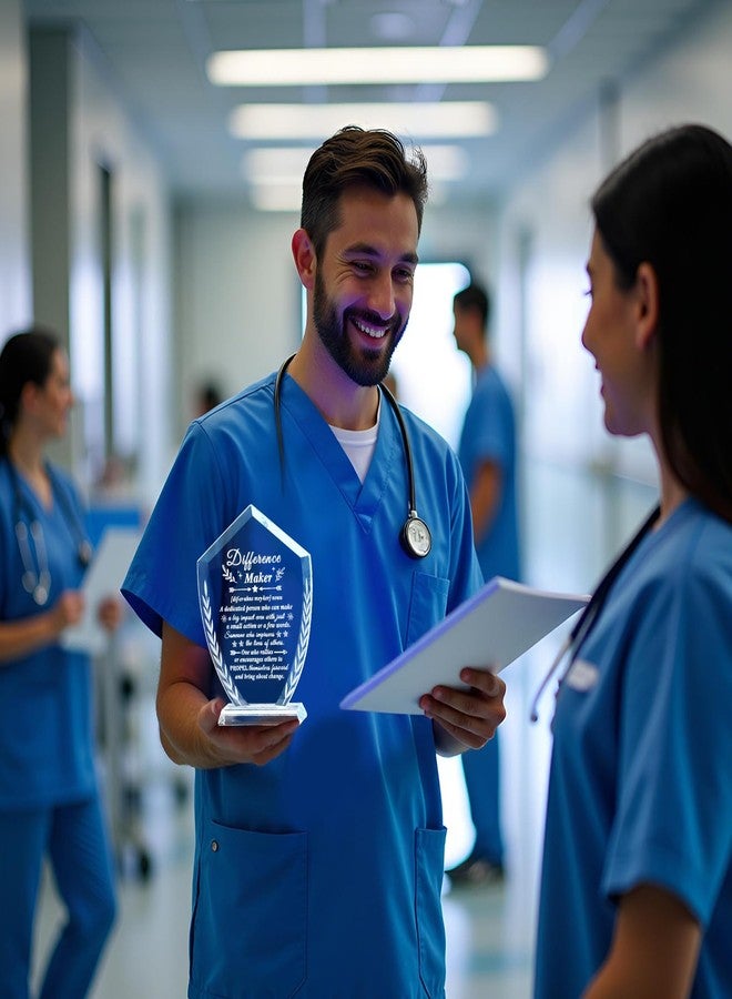 هدايا مميزة - لوحة كريستالية محفورة بالليزر، هدية ملهمة لتزيين مكتب العمل للمعلمين والممرضين والموجهين والمديرين، تذكار تقدير للموظفين عند التقاعد أو الترقية أو التقدير. - Image 5