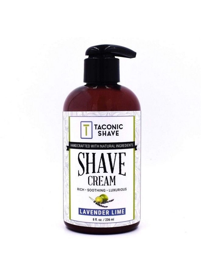 taconic shave - Natural Shaving Cream Lavender Lime Ultrarich High Lather Formula Natural Shave Cream For Men & Women In 8 Oz. Pump Bottle Scented Shaving Cream - Image 1