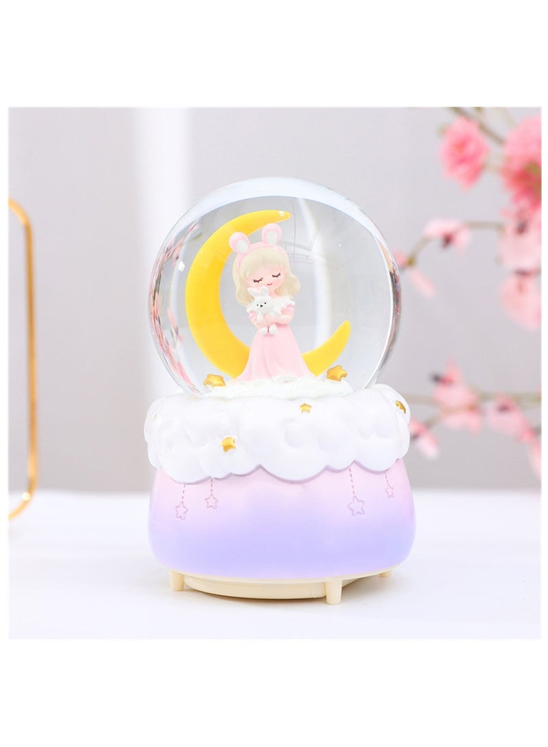 SYOSI Snow Globes, Crystal Ball with Musical, LED Lights, Cute Princess Snow Globe, Manual Snow Drifting, Gifts for Girls, Birthday New Year Gift for Girls Aged 3-12 (Pink) - Image 2