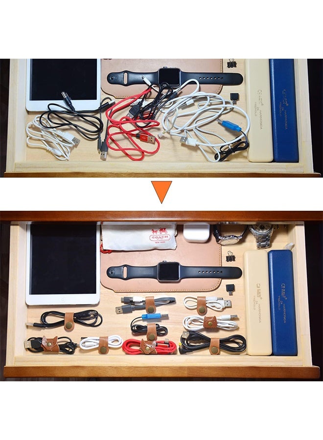 5 Pcs Cord Organizer,Cord Keeper,Cable Organizer USB Holder,Cable Straps,Earbud case,wrap Headphone,Headset Winder,Earphone Clips Ties,stocking stuffers for men Gifts Leather - Image 4