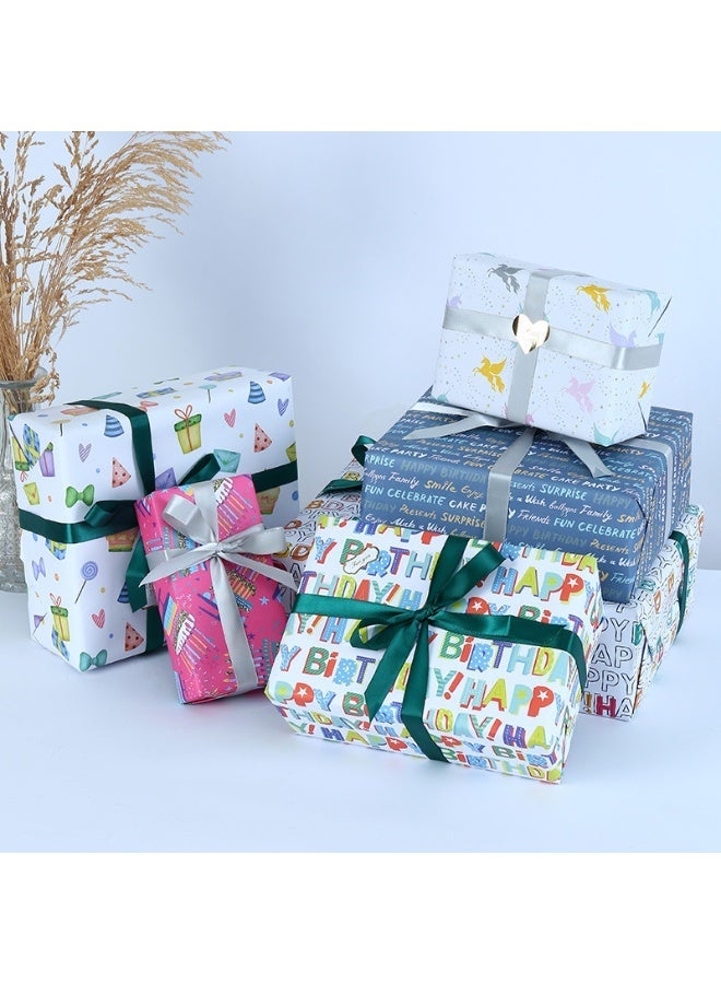 عالم البالونات مجموعة من 6 أوراق تغليف هدايا مع شريط لاصق، مجموعة تغليف هدايا متينة مناسبة لأعياد الميلاد، وحفلات استقبال المولود، وحفلات الزفاف، وحفلات التخرج، وجميع المناسبات (70 سم × 50 سم) - Image 3