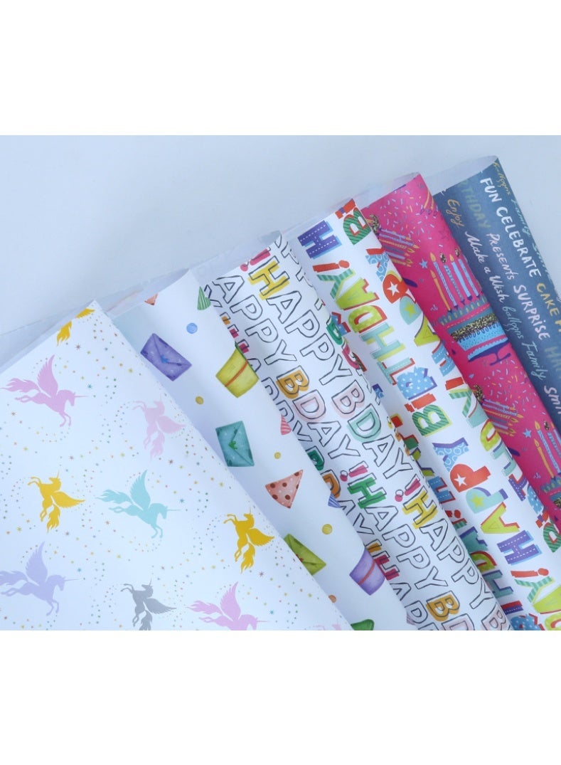 عالم البالونات مجموعة من 6 أوراق تغليف هدايا مع شريط لاصق، مجموعة تغليف هدايا متينة مناسبة لأعياد الميلاد، وحفلات استقبال المولود، وحفلات الزفاف، وحفلات التخرج، وجميع المناسبات (70 سم × 50 سم) - Image 5