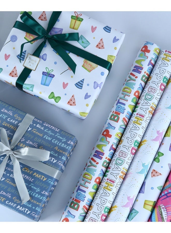 عالم البالونات مجموعة من 6 أوراق تغليف هدايا مع شريط لاصق، مجموعة تغليف هدايا متينة مناسبة لأعياد الميلاد، وحفلات استقبال المولود، وحفلات الزفاف، وحفلات التخرج، وجميع المناسبات (70 سم × 50 سم) - Image 2