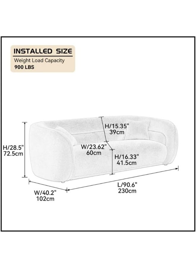 Zayn comforts Cozy Curved Cloud Sofa â€“ Comfy 3-Seater in Soft Teddy Boucle with 2 Pillows, Perfect for Living Room, Dorm, Office, or Salon (Pink) - Image 2