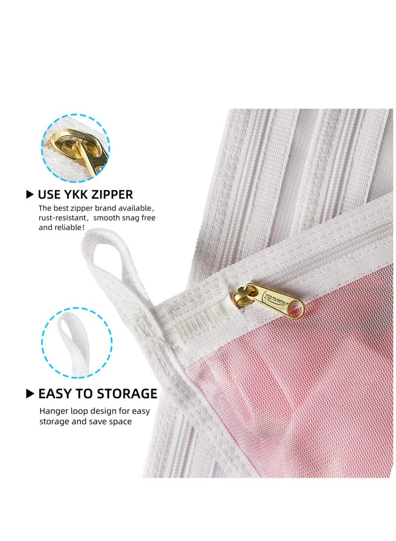 3 Pack (3 S) Delicates Laundry Bags, Bra Fine Mesh Wash Bag for Underwear, Lingerie, Bra, Pantyhose, Socks, Zippered, Have Hanger Loops, Small Openings (White) - Image 4