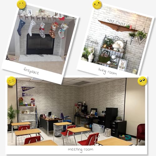 Coavas Peel and Stick Wallpaper Brick 17.7x118.1 Inches White Gray Removable Wallpaper Peel and Stick Self Adhesive Faux Brick for Bedroom Backsplash Laundry Room Accent Walls - Image 4