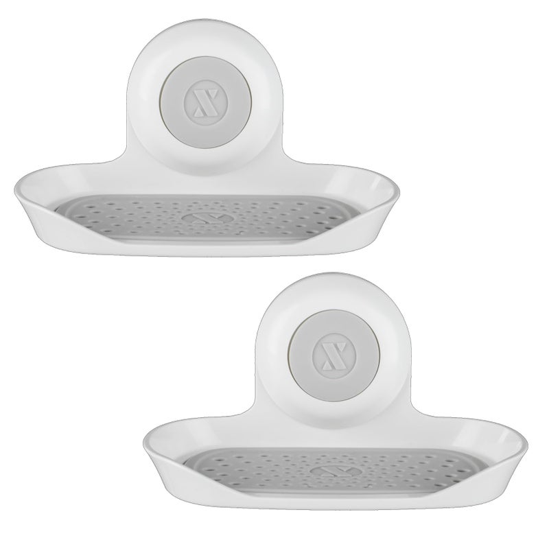 SlipX Solutions Patented Strong Hold Soap Saver, Suction Cup Soap Holder, Must Have Universal Kitchen & Bathroom Shower Accessories, White, 2 Pack - Image 1