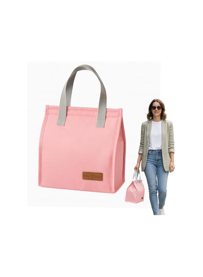 S-TOP Lunch Bag for Women Men, Leakproof Reusable Insulated Lunch Tote Box Portable Cooler with Handle for Office, Work, Travel, Pink - Image 3