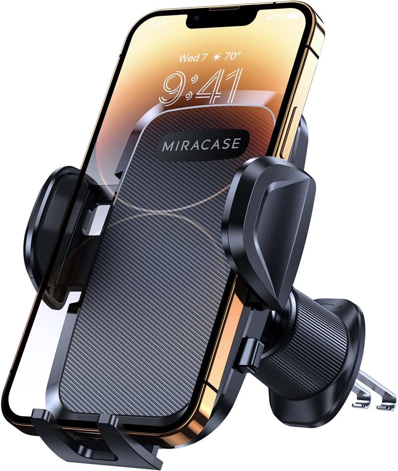 Miracase Car Phone Holder - Upgraded Dual Metal Hook Clip for Air Vent, Compatible with 4.0"-7.0" Smartphones