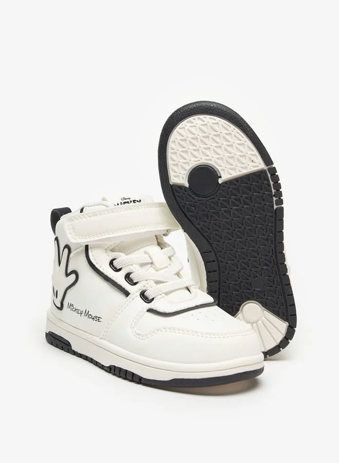 Disney Mickey Mouse Embossed Sneakers with Hook and Loop Closure