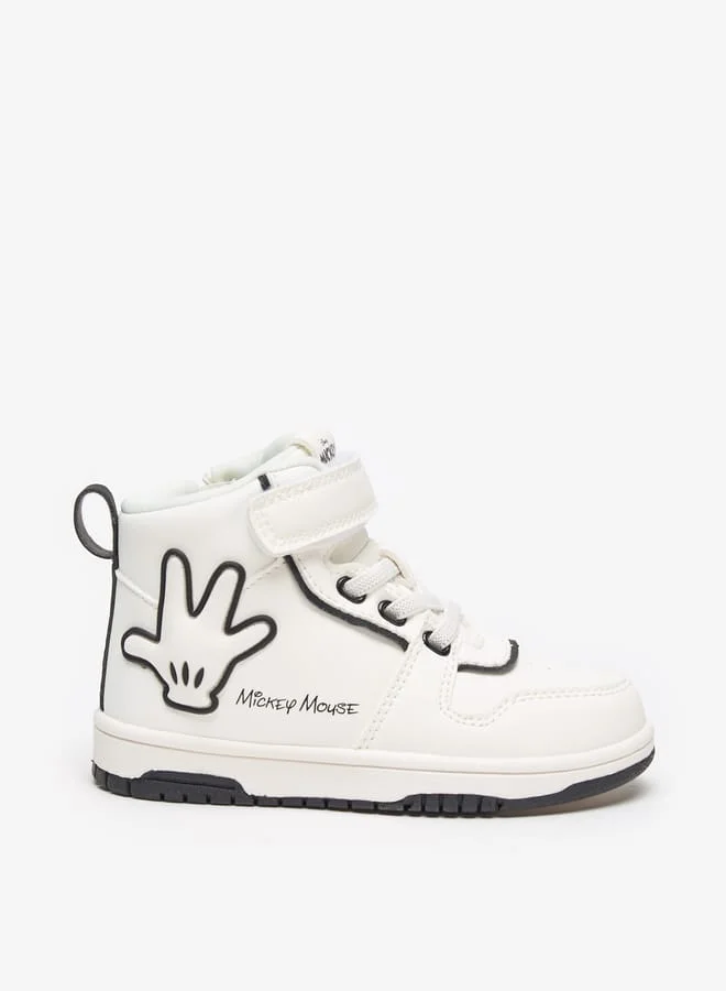 Disney Mickey Mouse Embossed Sneakers with Hook and Loop Closure