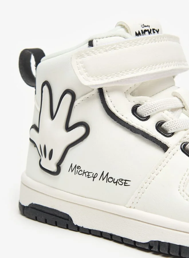 Disney Mickey Mouse Embossed Sneakers with Hook and Loop Closure