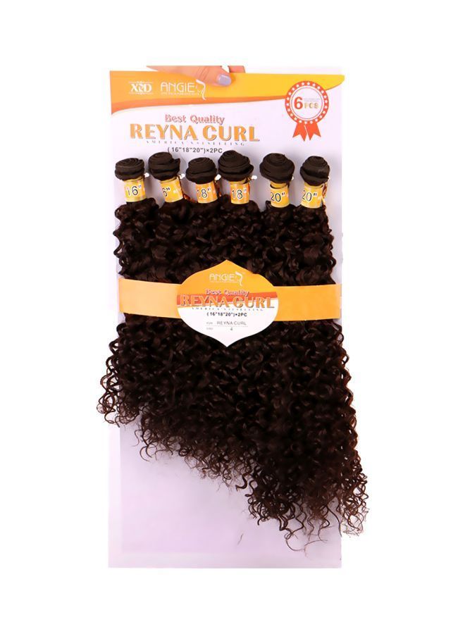 NIBEMINENT Pack Of 6 Curly Hair Extension Bundles Brown