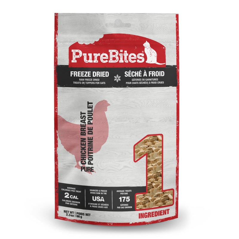 PureBites Chicken Breast Freeze Dried Cat Treats, 1 Ingredient, Made in USA, 2.3oz - Image 1