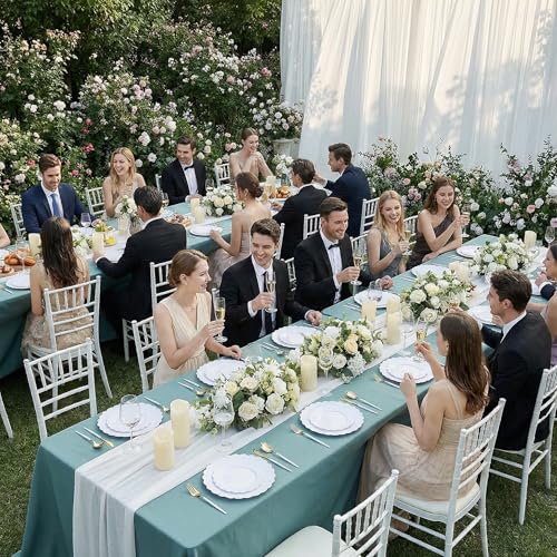 supernal 100pcs White Plastic Plates Disposable for WeddingPlastic Plates For Party Includes 50pcs Dinner and Dessert PlateScalloped Plastic Platefor Valentines Day Mothers Day and Easter - Image 5