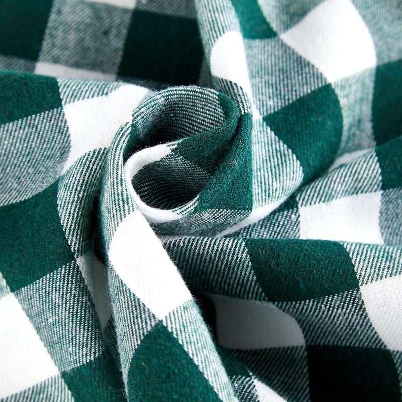 WOSIBO 2 Pack Buffalo Check Plaid Cotton Window Valances Green and White Farmhouse Design Window Treatment Decor Curtains Rod Pocket Valances for Kitchen/Living Room 16" x 56" (Green and White) - Image 4