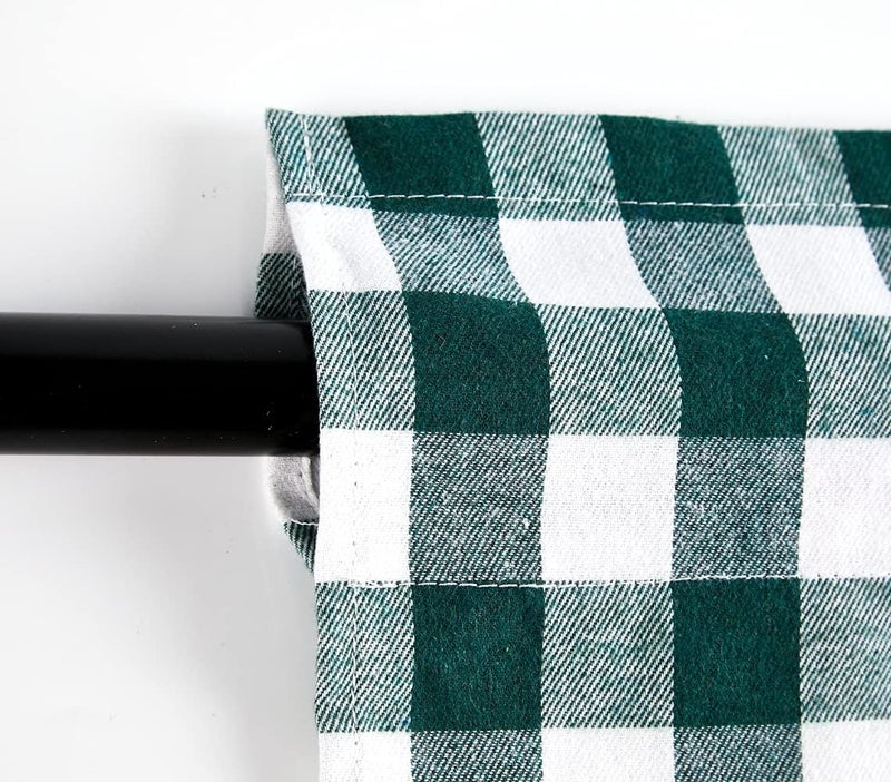 WOSIBO 2 Pack Buffalo Check Plaid Cotton Window Valances Green and White Farmhouse Design Window Treatment Decor Curtains Rod Pocket Valances for Kitchen/Living Room 16" x 56" (Green and White) - Image 5
