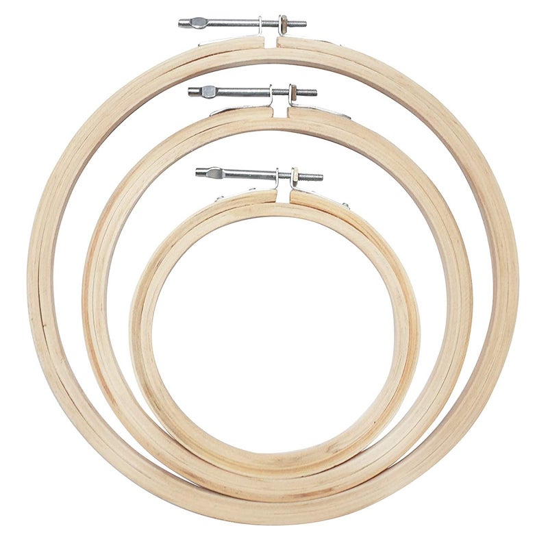 Wooden Embroidery Hoop Ring Frame with Iron Key : Set of 3 pcs : Size 6,8,10 Inches, Perfect for Versatile and Detailed Stitching Projects  - Image 2