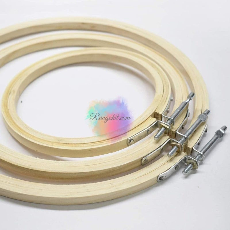 Wooden Embroidery Hoop Ring Frame with Iron Key : Set of 3 pcs : Size 6,8,10 Inches, Perfect for Versatile and Detailed Stitching Projects  - Image 1