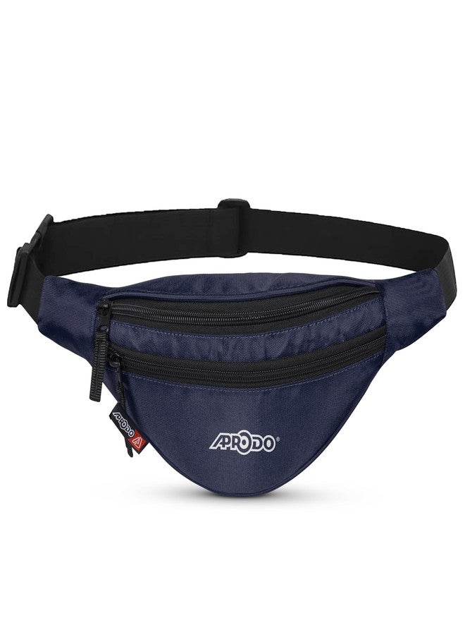 Aprodo Chest & Waist Bag for Men and Women, Hands-Free Fanny Pack Bumbag with 3 Zippered Pockets, Easy Carry Phone Wallet & Cards Beltbag for Sports, Travel, Jogging, Cycling and Workout (Navy Blue) - Image 1