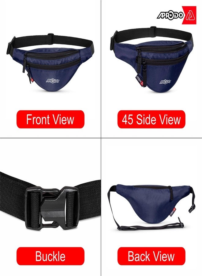 Aprodo Chest & Waist Bag for Men and Women, Hands-Free Fanny Pack Bumbag with 3 Zippered Pockets, Easy Carry Phone Wallet & Cards Beltbag for Sports, Travel, Jogging, Cycling and Workout (Navy Blue) - Image 4