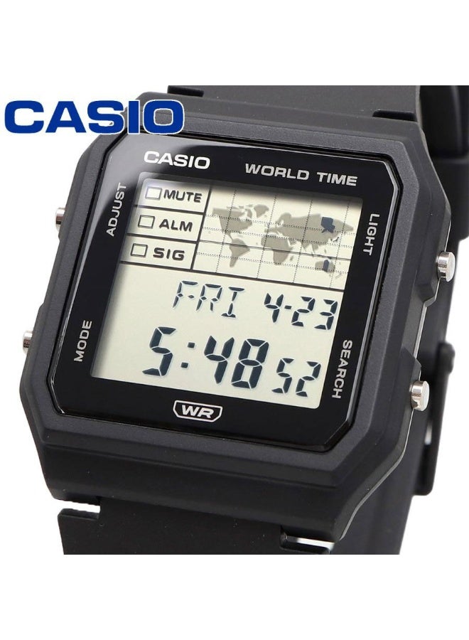 CASIO ساعة رقمية للشباب للجنسين LF-30W-1ADF، 37.8 مم بقرص أسود مع عرض خريطة العالم، علبة من الراتنج وحزام من الراتنج الحيوي، مقاومة للماء - Image 5