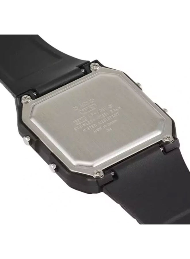 CASIO ساعة رقمية للشباب للجنسين LF-30W-1ADF، 37.8 مم بقرص أسود مع عرض خريطة العالم، علبة من الراتنج وحزام من الراتنج الحيوي، مقاومة للماء - Image 3