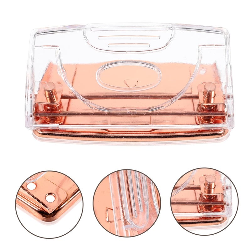 VOSAREA Multi-Function Paper Puncher with Ergonomic Handle for Office Use DIY Crafts and Scrapbooking Portable Transparent Rose Gold Design for Home and Office Supplies - Image 4