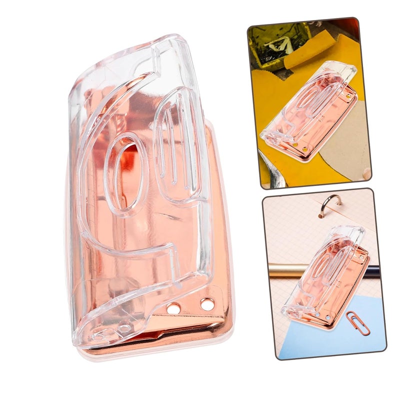 VOSAREA Multi-Function Paper Puncher with Ergonomic Handle for Office Use DIY Crafts and Scrapbooking Portable Transparent Rose Gold Design for Home and Office Supplies - Image 3