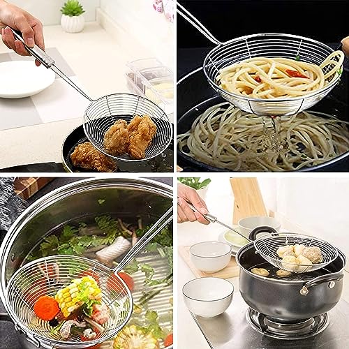 Faas Stainless Steel Boondi Jhara With Wooden Handle for Ladoo Making + Deep Fry Net Spoon Oil Strainer With Long Handle - Best Kitchen Combo for Puri Making - Image 4