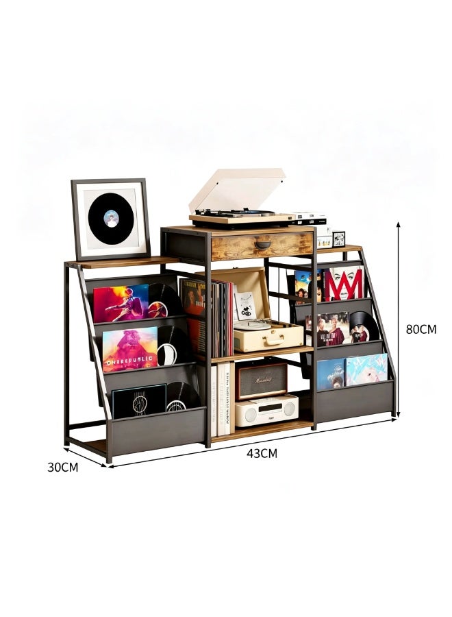 Record Player Stand, Turntable Stand with Vinyl Storage, Storage Cabinet for Vinyl Records, Record Player Table for Living Room - Image 2