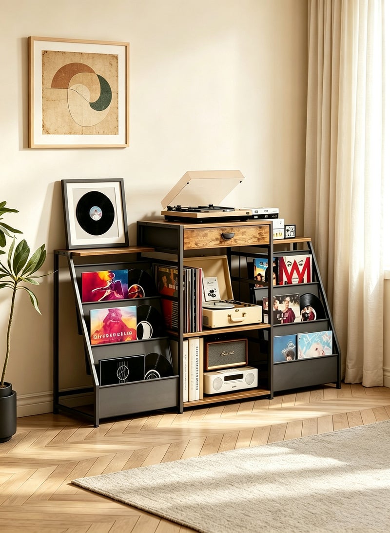 Record Player Stand, Turntable Stand with Vinyl Storage, Storage Cabinet for Vinyl Records, Record Player Table for Living Room - Image 1