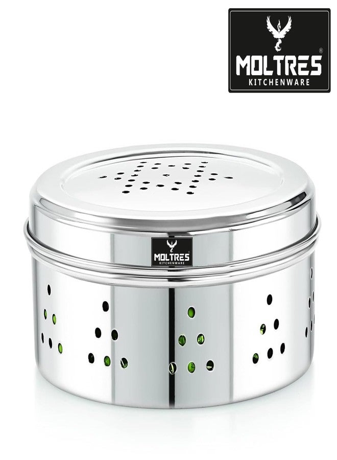 MOLTRES 3ps Combo Stainless Steel Hole Dabba with Air Ventilation, Food Storage Containers | Best to store Leafy Vegetables, Sprout Maker, Coriander Box | Set Of 3 - Image 5