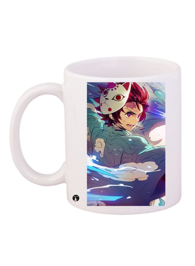 Anime Boy Printed Coffee Mug White/Green/Blue 11ounce