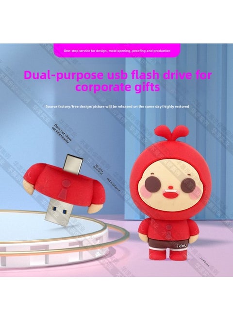 Cartoon USB Flash Drive Custom Three-dimensional Cute Doll Creative IP Image Compact Mobile Phone Computer Dual-use PVC Soft Rubber USB Flash Drive-Color:Ip Image Computer Mobile Phone Usb Flash Drive-Capacity:8GB
