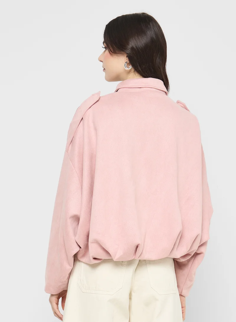 جينجر Suede Zip Up Jacket