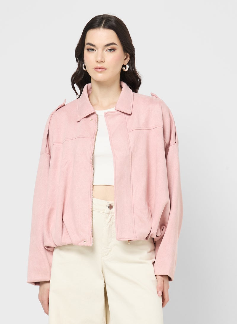 Ginger Suede Zip Up Jacket - Image 1