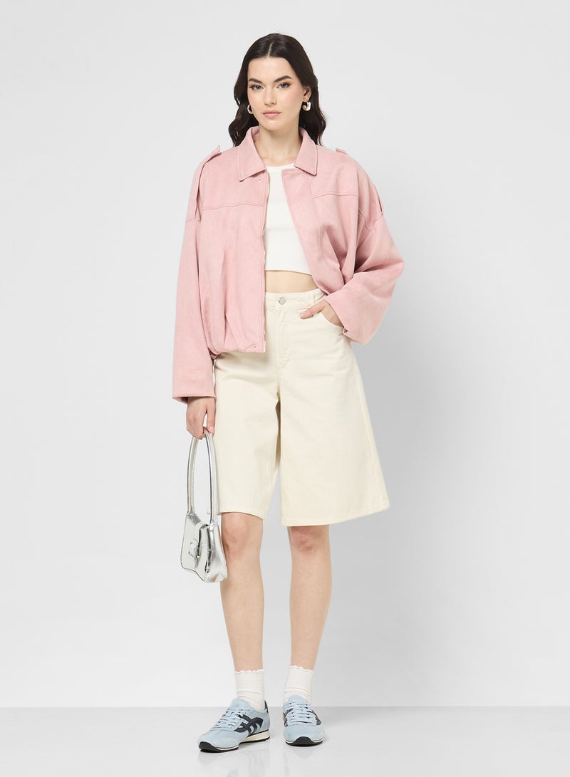 Ginger Suede Zip Up Jacket - Image 4