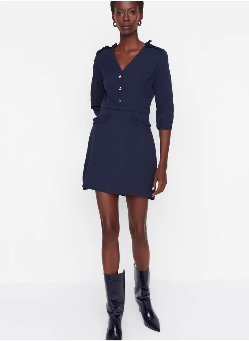 trendyol Buttoned V-Neck Dress