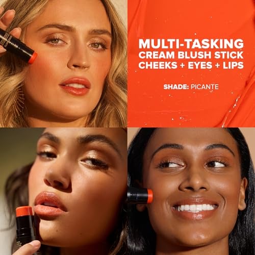 Nudestix Nudies Blush Stick 3in1 Cream Blush for Cheeks Eyes Lips with BuiltIn Brush Soft Matte Finish for a Natural Flush Clean Vegan TravelFriendly Makeup Picante - Image 3