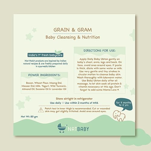 Nat Habit Baby Bath Ubtan with Grain & Gram | Gentle Daily Ubtan for 9 Months to 2 Years Old | Natural, Soap-Free Baby Body Wash | Head to Toe Wash for Babies & Kids | Chemical-Free & Safe, 80g - Image 4