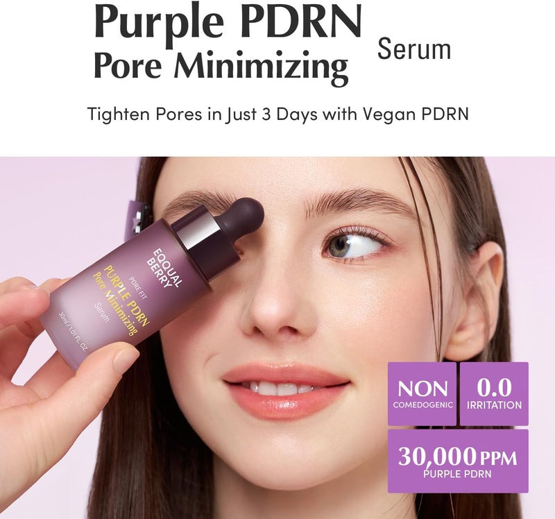 eqqualberry Purple PDRN Pore Minimising Serum - Vegan Collagen & Peptides for Pore Refining & Skin Elasticity | Niacinamide & CICA Exosome for Calming | Korean Glass Skin, 30 ml - Image 2