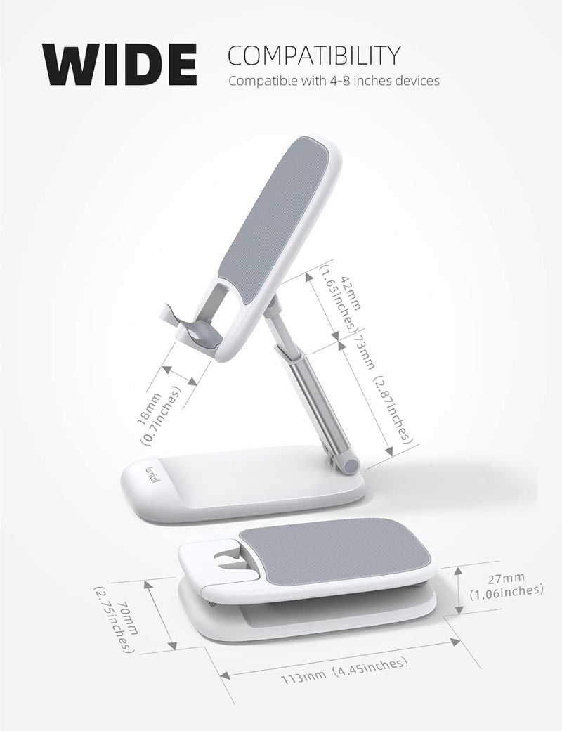 Lamicall Foldable Phone Stand for Desk - Height Adjustable Cell Phone Holder Portable Cellphone Cradle Desktop Dock Compatible with iPhone 14 15 16 17 Pro Max Plus Air, S24 S25 Ultra, 4-8'' Smartphone - Image 5