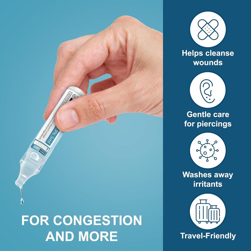 Shusher Care Saline Ampoules - Saline Solution for Nebulizer, Sodium Chloride 0.9% for Nose, Nasal Cleanse for Babies, Kids, & Adults, Sterile Nasal Care, Wound Cleansing - 50 Count (5ml Each) - Image 3