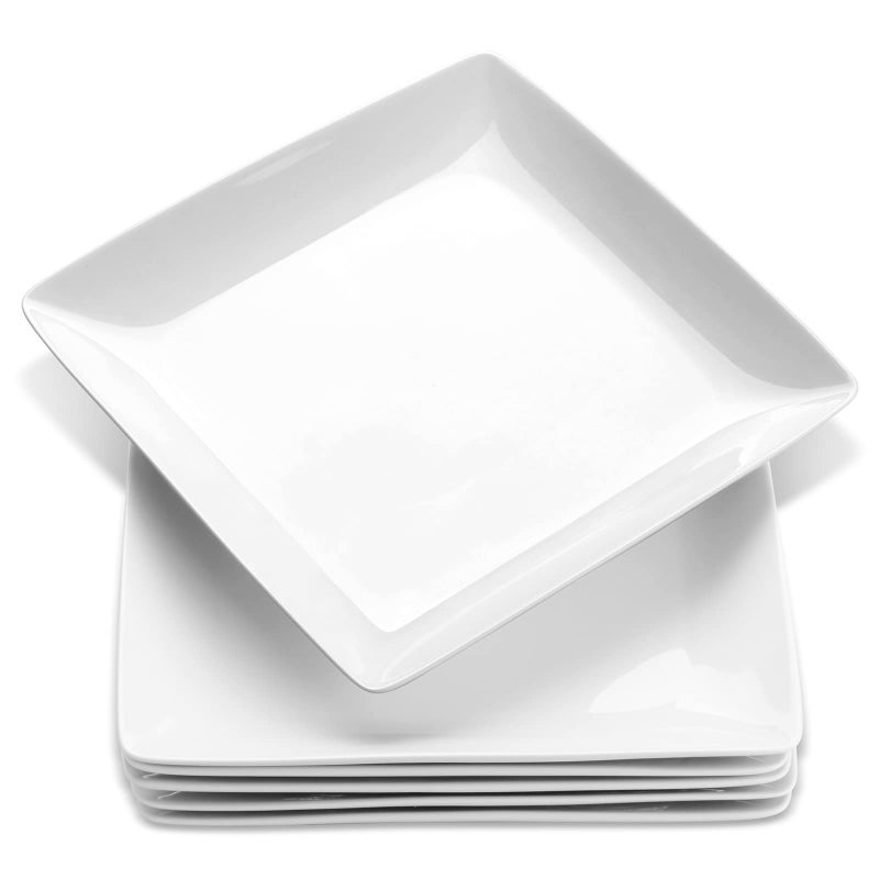 Yedio Porcelain Square Dinner Plates, 10.75 Inch Square Serving Plate for Steak, Pasta, Salad, Snacks, Pizza, Appetizer Plates, Set of 6, White - Image 1