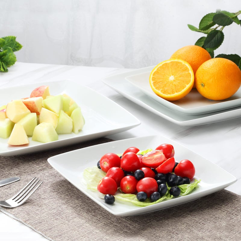 Yedio Porcelain Square Dinner Plates, 10.75 Inch Square Serving Plate for Steak, Pasta, Salad, Snacks, Pizza, Appetizer Plates, Set of 6, White - Image 3