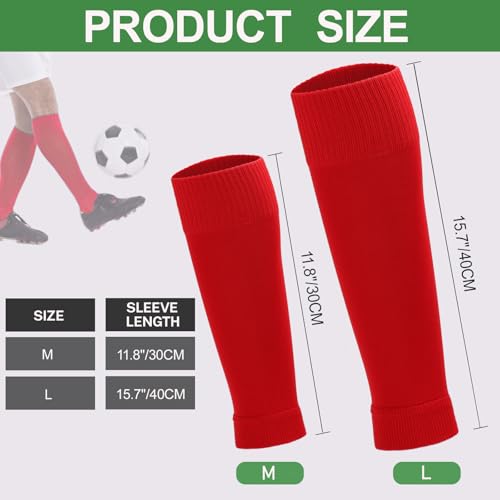 Ultrafun 3 Pairs Leg Sleeves, Pre-cut Soccer Sleeves Compatible with Grip Socks, Shin Guards Sleeves for Soccer, Football, Basketball, Rugby (Red, L) - Image 5